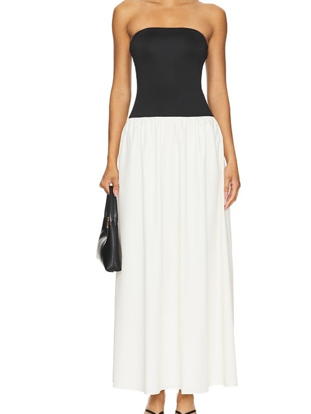 Strapless Fit & Flare Two-Tone Poplin Dress